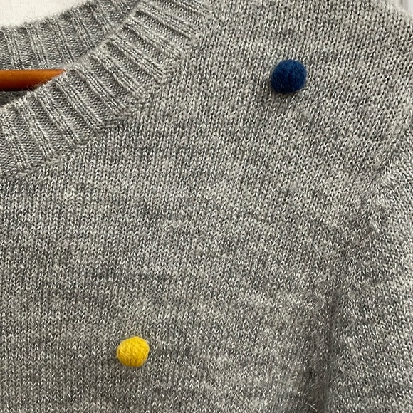 🎉CHRISTOPHER & BANKS gray silver shimmer Pom Pom sweater.  S - Picture 6 of 10